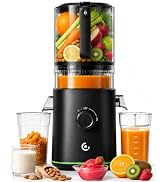 AMZCHEF Cold Press Juicer with 6.5" Wide Feed Chute, 3-in-1 Masticating Juicer with Pre-Cut Blade...