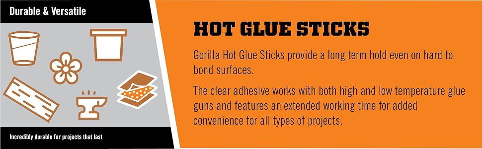 Gorilla hot melt glue gun sticks mini full