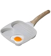 JUSTUP Egg Frying Pan, 3-In-1 Heart-Shaped Split Breakfast Baking Tray with Heat-Resistant Rubber...