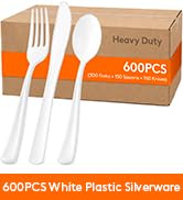 600PCS White Plastic Silverware