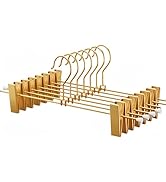 Gold Pants Hangers with 2-Adjustable Clip,Skirt Hangers Metal Clip Hanger for Clothes Shorts Trouser
