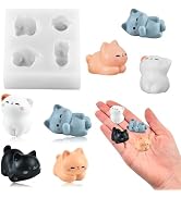 Cute Tiny Relaxed Cat Figurines Resin Silicone Mold Micro Dollhouse Animal Epoxy Casting Molds fo...