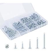 KURUI Self Tapping Screws Assortment Kit, #8 sheet metal screws for Metal Wood & plastic, 125Pcs ...