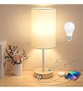AKASUKI 18Inch Table Lamp with Dual Charging Station, 3 Way Dimmable Touch Lamp for Bedroom, Livi...