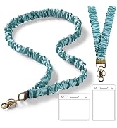 Scrunchie Lanyard with ID Badges Holder for Women, Stretchy Lanyards for Teachers, Cute Neck Lany...