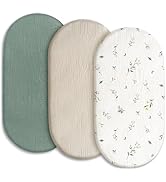 Gllquen Baby Muslin Bassinet Sheets 3 Pack, Breathable Elastic Cozy Fitted Cotton Bassinet Mattre...