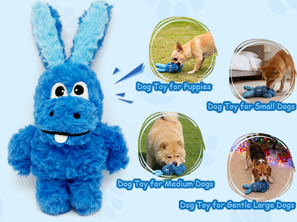 blue donkey dog toy for small dogs