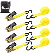 Cartman Ratchet Tie Down, 4Pk 15Ft, 500Lbs Load Cap/ 1500Lbs Break Strength, Cargo Straps for Mov...