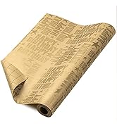 RUSPEPA Kraft Wrapping Paper Roll - Gold Happy Birthday Pattern Great for Birthday, Party, Baby S...