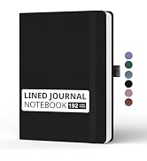 Lined Journal Notebook, A5, 192 Pages 100 GSM Thick Paper, Hardcover Leather College Ruled Journa...