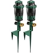 LIULO TOOL 2-Pack Gear Drive Sprinklers for Yard, 360 Degree Garden Water Sprinkler Head on Spike...