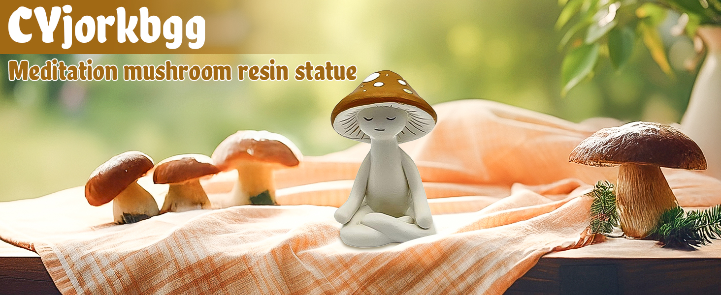 Meditation Mushroom Resin Statue