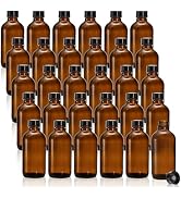 Bekith 30 Pack 4 oz Amber Glass Bottles, Boston Round Sample Bottles with Black Poly Cone Cap for...