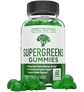 Supergreens Gummies - Daily Green Superfoods Supplement with Spinach, Broccoli, Moringa, Beet Roo...