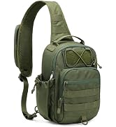 HALOVIE Anti-theft Tactical Sling Bag RFID ArmyGreen Military Shoulder Bag with Phone Pack EDC Mo...