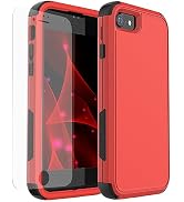 X-belmox Heavy Duty Phone Case for iPhone SE 2022 (3rd Gen) with Glass Screen Protector, 3 in 1 i...