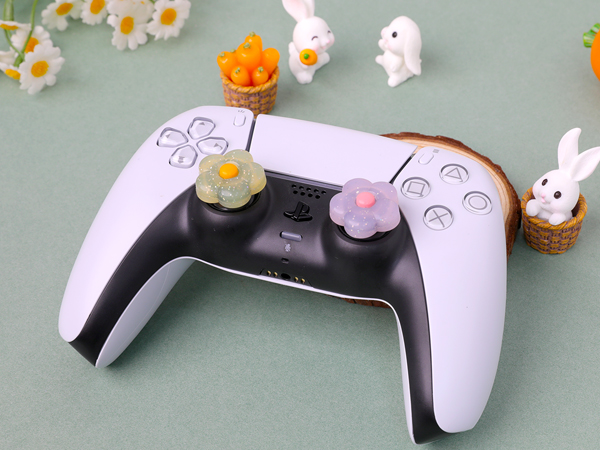 Cute PS5 PS4 Xbox One Switch Pro Controller Steam Deck Thumb Grips Caps Glitter Flower