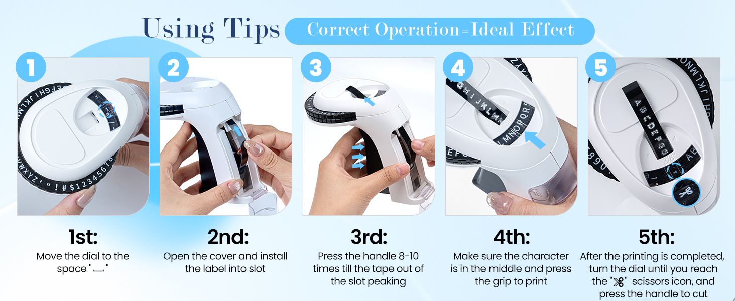 Beginner-Friendly Label Maker: just insert tape start using this manual punch embossed label maker