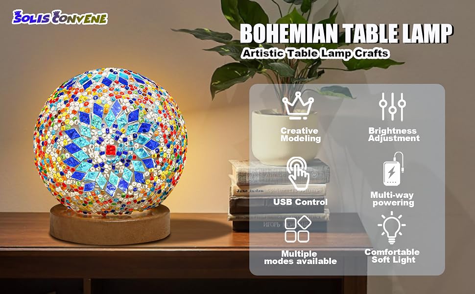 Colorful glass Turkish Moroccan table lamps Mosaic mosaic light Bohemian living room bedroom
