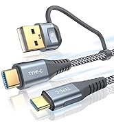 USB C to USB C Cable 6.6ft PD 60W iPad Pro Charger 2-in-1 USB Type A/C to Type C Nylon Braid Cord...