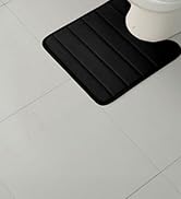 BYSURE Grey Memory Foam Bathroom Rug Set 3 Piece, Non Slip Extra Soft Absorbent Bath Mats, Machin...
