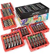 Arteza Gouache Paint, 60 Colors, 12ml, 0.4 US fl oz Tubes, Water-Based Paint for Canvas and Paper...