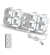 Deeyaple 3D Led Digital Alarm Desk Clock Small Wall Clock Snooze Dimmable Time Memory 12/24 Date ...