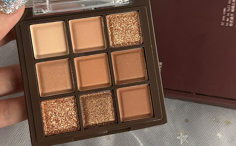 9Color Pink Rose Gold Brown Warm Colorful Eyeshadow Palette Makeup