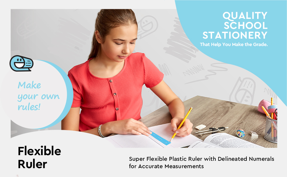 Flexible Ruler Soft Plastic Shatter Resistant Straight Edge Ruler