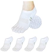 soxsense Cushion No Show Toe Socks For Women Five Finger Socks Low Cut Athletic Running Socks 4 P...
