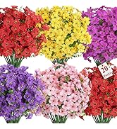 Alupssuc 20 Bundles Artificial Flowers for Outdoor Indoor Decoration, UV Resistant No Fade Fake P...