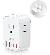LENCENT US to Japan Plug Adapter, 2 Prong to 3 Prong Outlet Adapter with 4 Outlets 4 USB Ports(2 ...