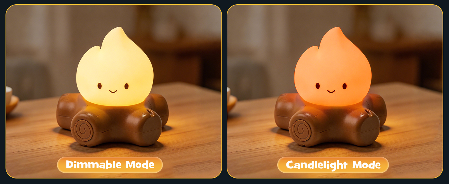 Gefaxi Halloween campfire flickering night light dimmable flame light rechargeable and squishy
