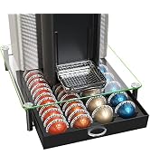 DecoBrothers Crystal Tempered Glass Vertuo Pod Holder Drawer, 24 Large or 48 Small Nespresso Caps...