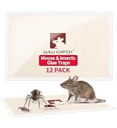 LULUCATCH Mouse & Insect Glue Boards, 12 Pack Pre-Baited Mouse Traps Indoor for Home, Non-Toxic B...