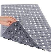 Yimobra Bathtub Shower Mat 34.5 x 15.5, Non Slip Bath Mats for Tub Floor with Drain Hole and Suct...