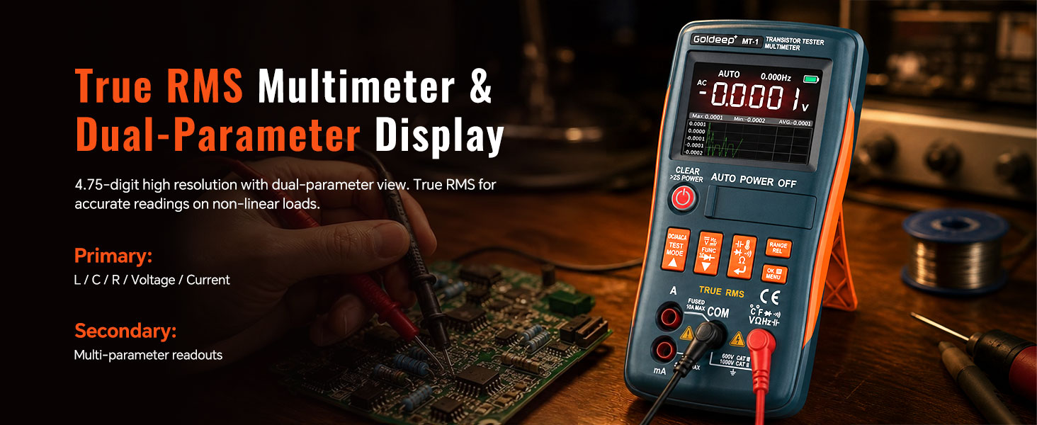 True RMS Multimeter &Dual-Parameter Display