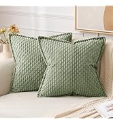 MIULEE Sage Green Throw Pillow Covers 18x18 Inch Pack of 2 Soft Corduroy Pillow Covers Decorative...