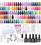 Beetles Gel Nail Polish Kit with U V Light, 68 Pcs Gel Nail Kit 35 Colors Emotional Spectrum with...