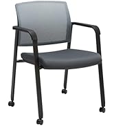 CLATINA Grey Waiting Room Chair with Wheels Mesh Back Stacking Arm Chairs with Upholstered Fabric...