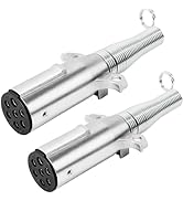 Oyviny Trailer-Side 7 Pin Round Trailer Plug with Extension Spring 2PCS, 7 Way Semi Trailer Plug ...