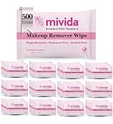 mivida 500 Count Hypoallergenic Makeup Remover Wipes Individually Wrapped with Vitamin E, Dermato...