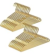 Amber Home Premium Matte Gold Aluminum Coat Hangers 20 Pack, 16.5” Extra Smooth & Durable Metal S...