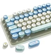 Hkfos XVX Round Typewriter Keycaps, Cute PBT Keycap Set, Dye-Sublimation Keyboard Keycaps Suitabl...