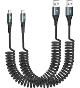 JUKEKUL Coiled Lightning Cable 3ft Nylon Braided, iPhone Charger Fast Charging for Car [Apple MFi...