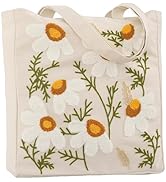 Perseverance Trade Aesthetic Embroidery Tote Bag for Lady Cute Reusable Canvas Shoulder Bag for G...