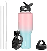 HYDROWION Vacuum Insulated Water Bottle, 40 oz Water Bottle fits in Car Cup Holder (Cold 48 hrs, ...