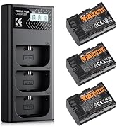 K&F CONCEPT 2600mAh LP-E6NH Battery and 3-Slot Battery Charger Compatible with Canon EOS R7, R6, ...