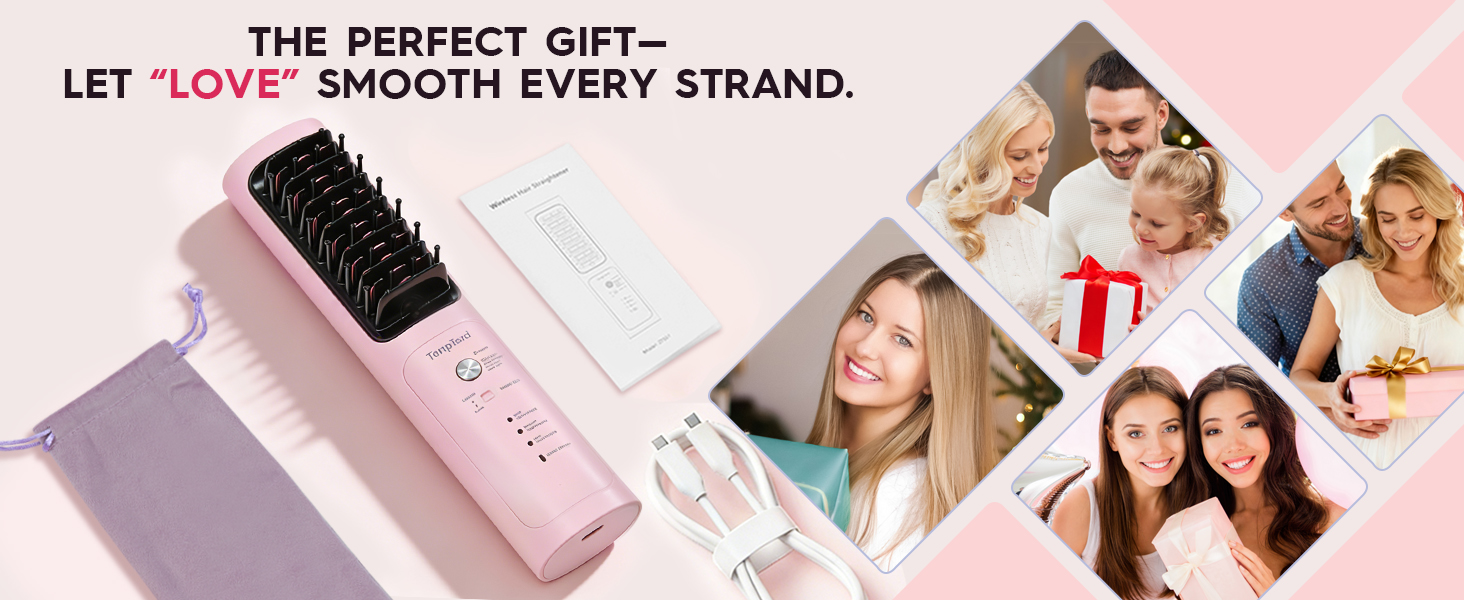 cordless portable hair straightener brush