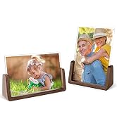 Mixoo 5x7 Picture Frame 2 Pack - Double Rustic Vintage Wooden Picture Frames 5x7 inch with Walnut...
